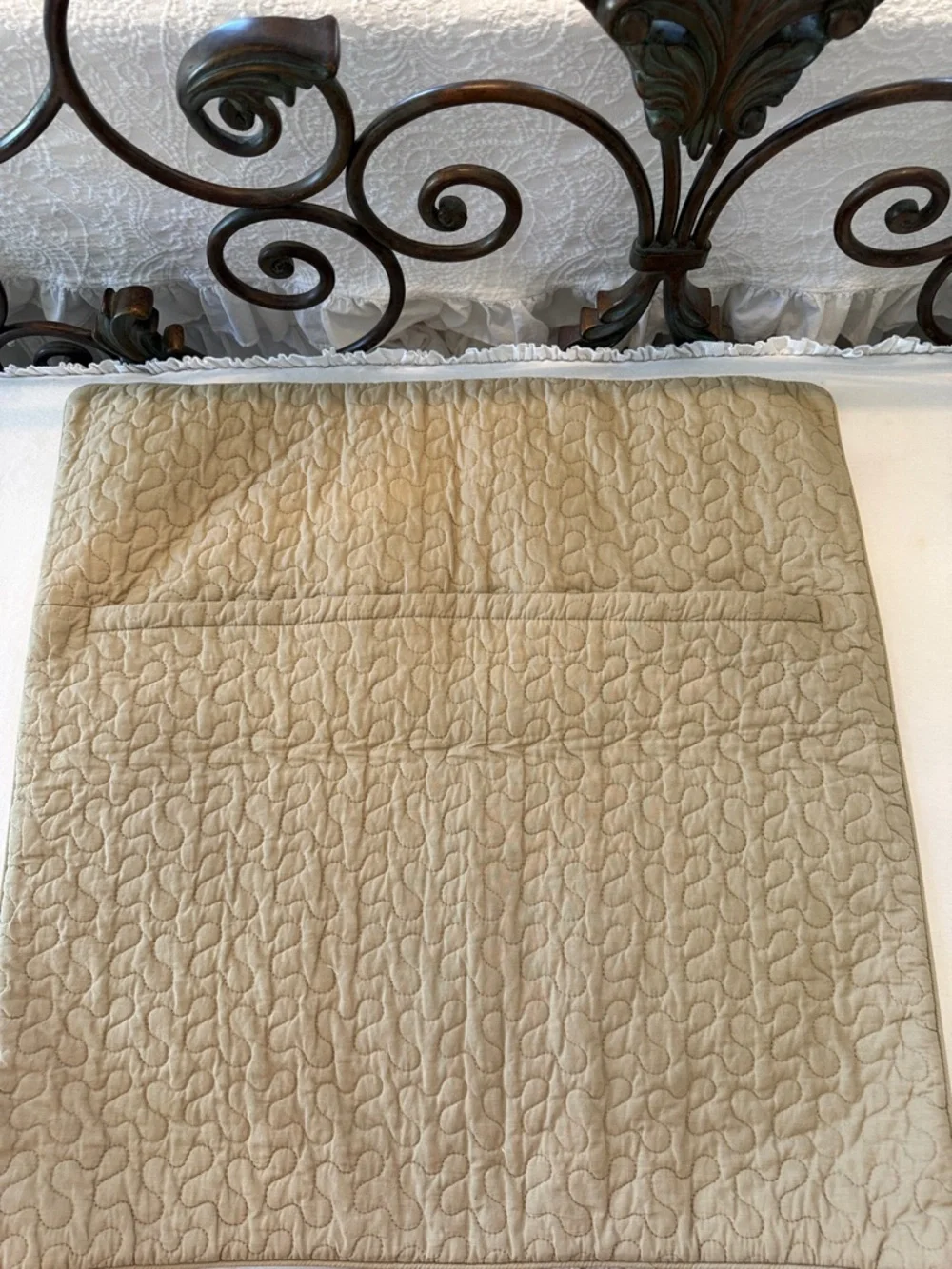 IKEA Quilted Alina Beige Euro Pillow Cover